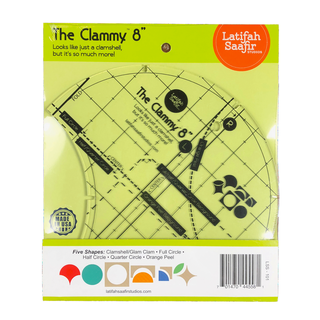 Latifah Saafir The Clammy 8" Ruler - Quilting Template For Clamshells & Curved Shapes